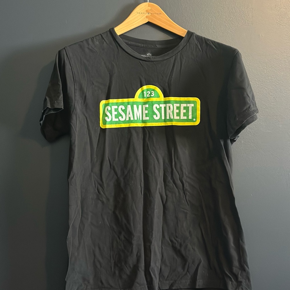 Sesame Street Black Tee with Green Logo